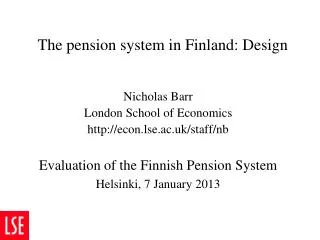 The pension system in Finland: Design