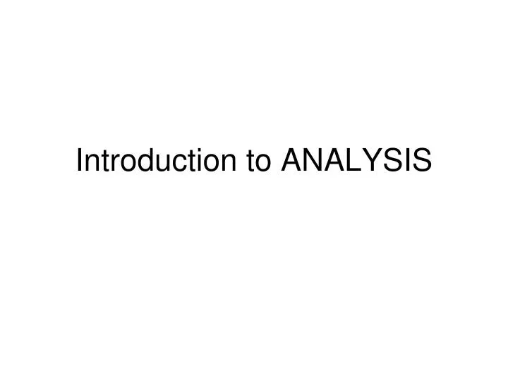 introduction to analysis