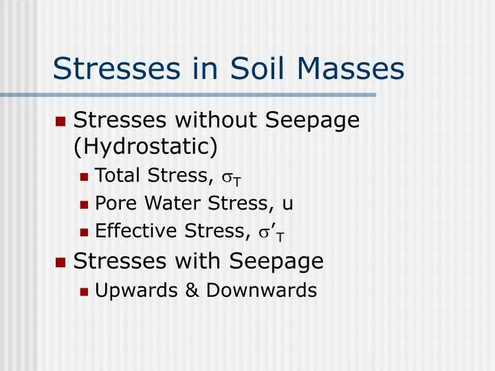 stresses in soil masses