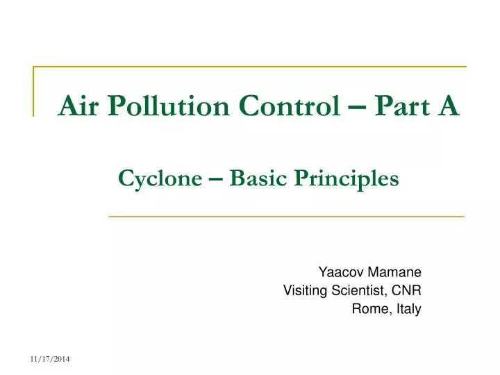 air pollution control part a cyclone basic principles
