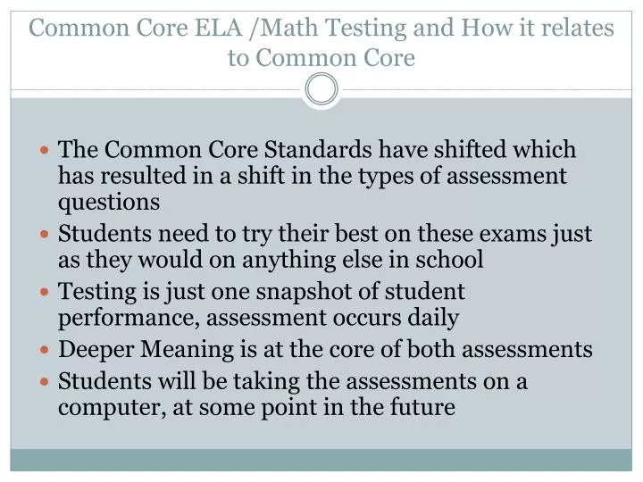 common core ela math testing and how it relates to common core