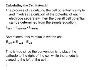 Calculating the Cell Potential