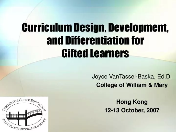 curriculum design development and differentiation for gifted learners