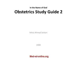 In the Name of God Obstetrics Study Guide 2