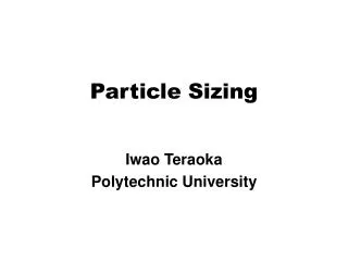 Particle Sizing