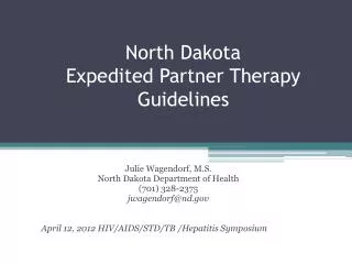 North Dakota Expedited Partner Therapy Guidelines