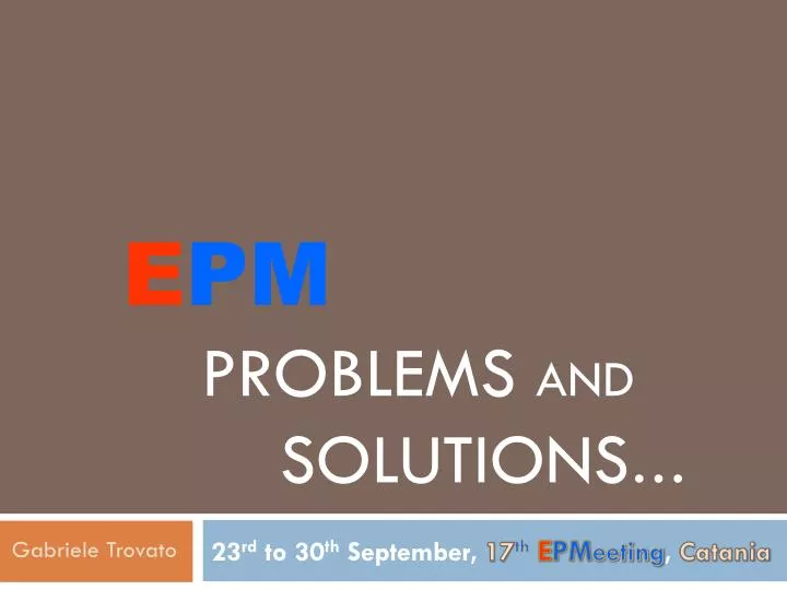 e pm problems and solutions