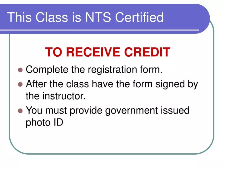 this class is nts certified