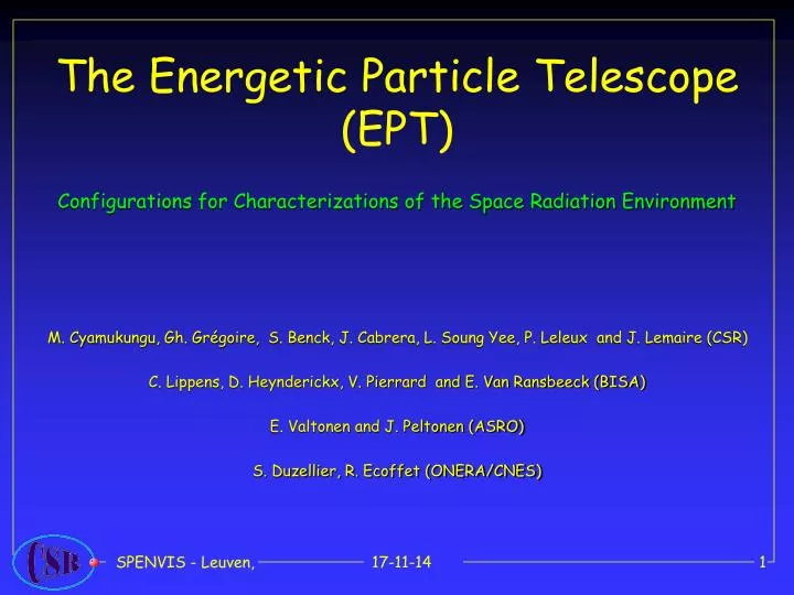 the energetic particle telescope ept