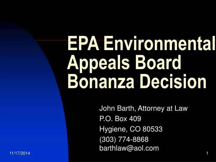 epa environmental appeals board bonanza decision