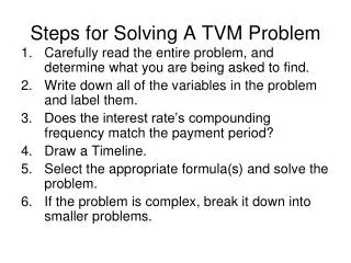 Steps for Solving A TVM Problem
