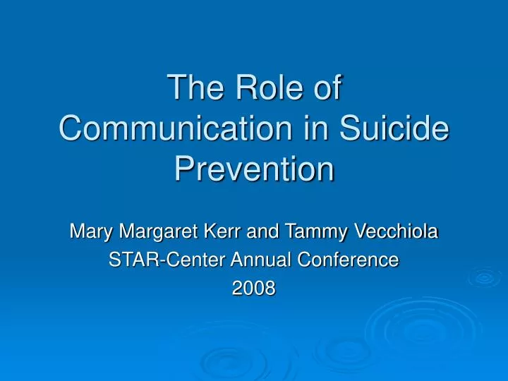 the role of communication in suicide prevention