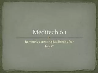 Meditech 6.1