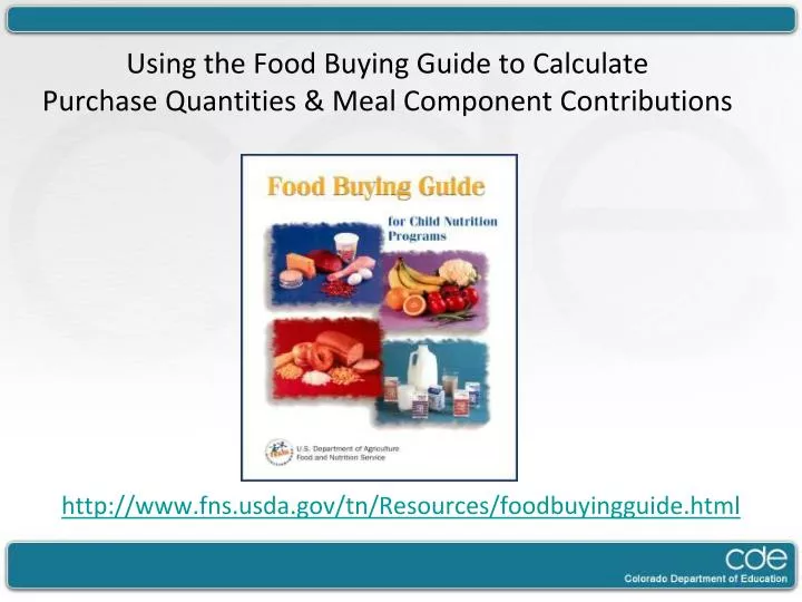 using the food buying guide to calculate purchase quantities meal component contributions