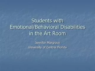 Students with Emotional/Behavioral Disabilities in the Art Room