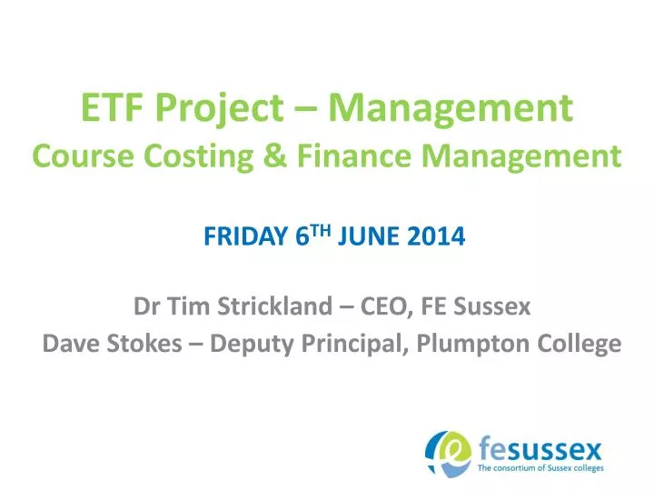 etf project management course costing finance management