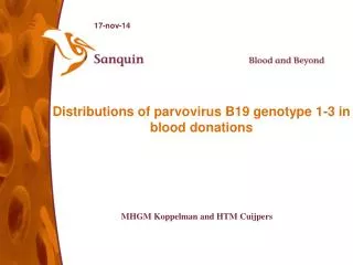 Distributions of parvovirus B19 genotype 1-3 in blood donations