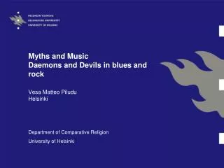 Myths and Music Daemons and Devils in blues and rock