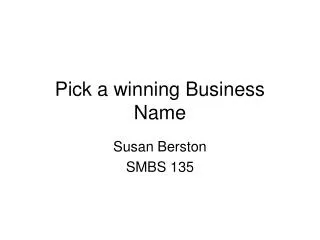 Pick a winning Business Name