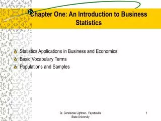 Chapter One: An Introduction to Business Statistics