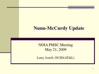 Nunn-McCurdy Update