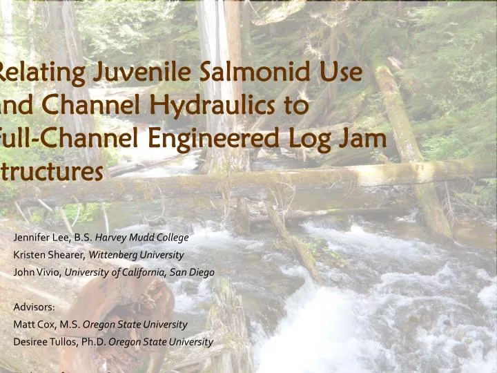 relating juvenile salmonid use and channel hydraulics to full channel engineered log jam structures