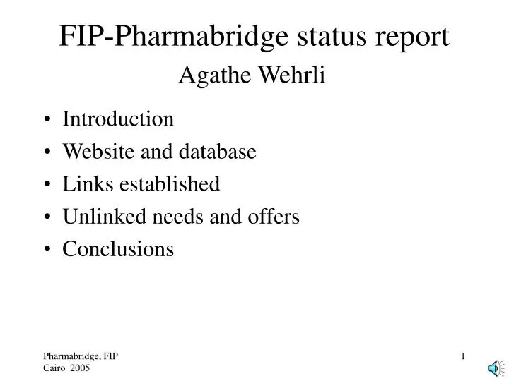 fip pharmabridge status report agathe wehrli