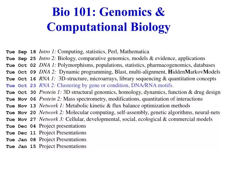 bio 101 genomics computational biology