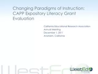 Changing Paradigms of Instruction: CAPP Expository Literacy Grant Evaluation