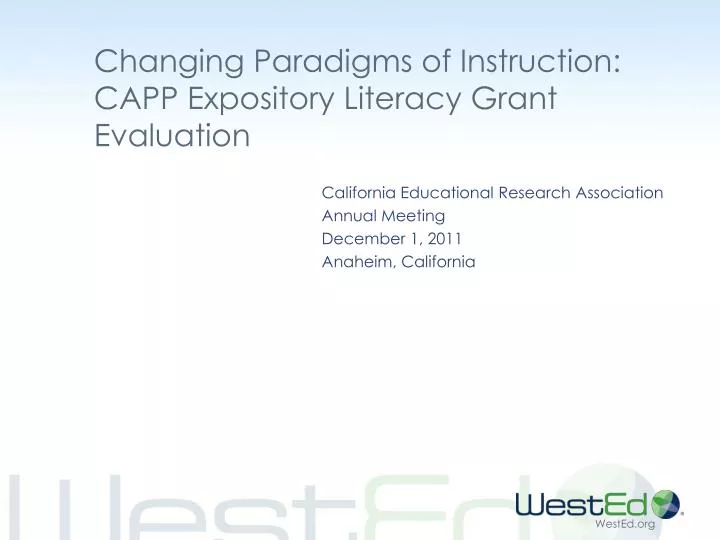 changing paradigms of instruction capp expository literacy grant evaluation