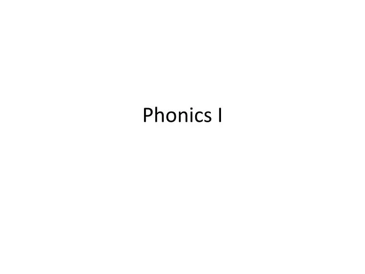 phonics i