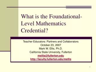 What is the Foundational-Level Mathematics Credential?