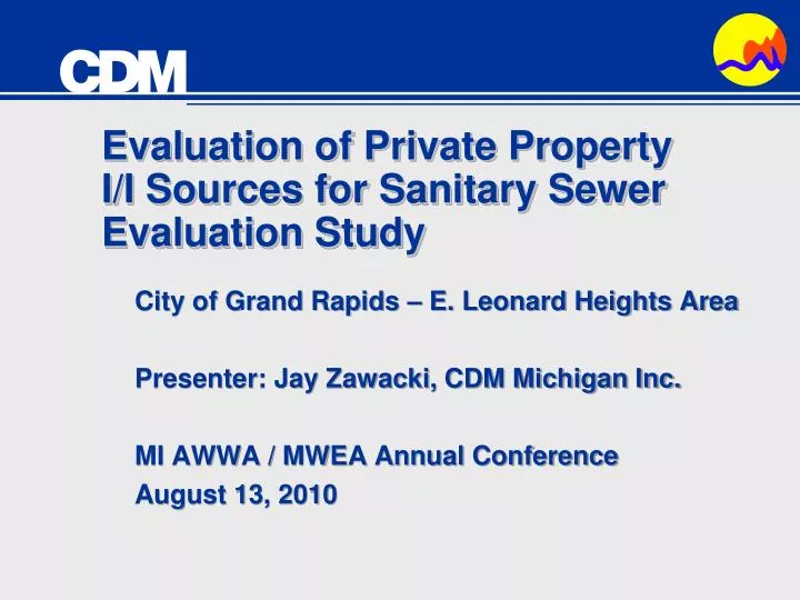 evaluation of private property i i sources for sanitary sewer evaluation study