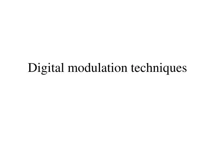 digital modulation techniques