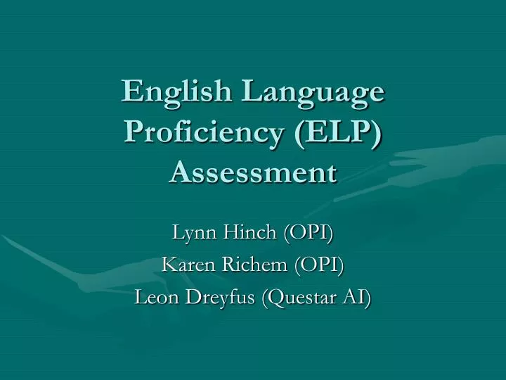 english language proficiency elp assessment