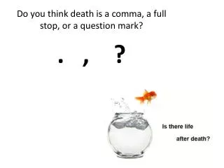 Do you think death is a comma, a full stop, or a question mark? . , ?