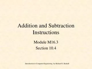 Addition and Subtraction Instructions