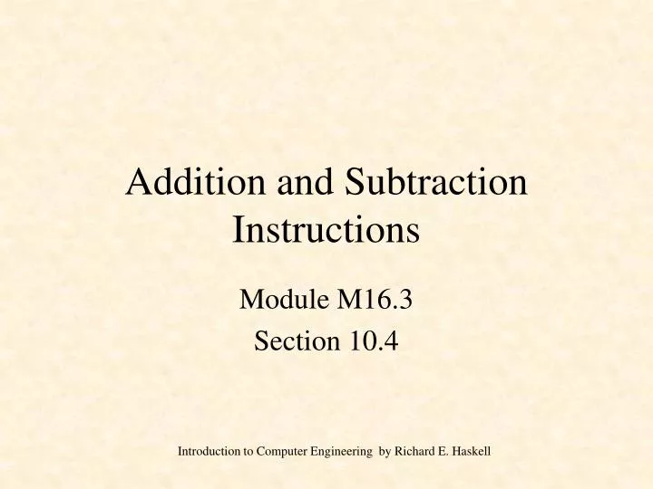 addition and subtraction instructions