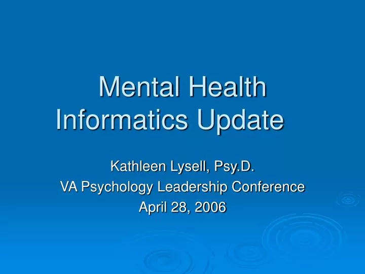 mental health informatics update