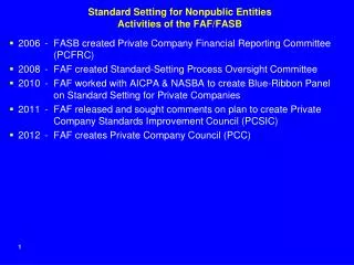 Standard Setting for Nonpublic Entities Activities of the FAF/FASB