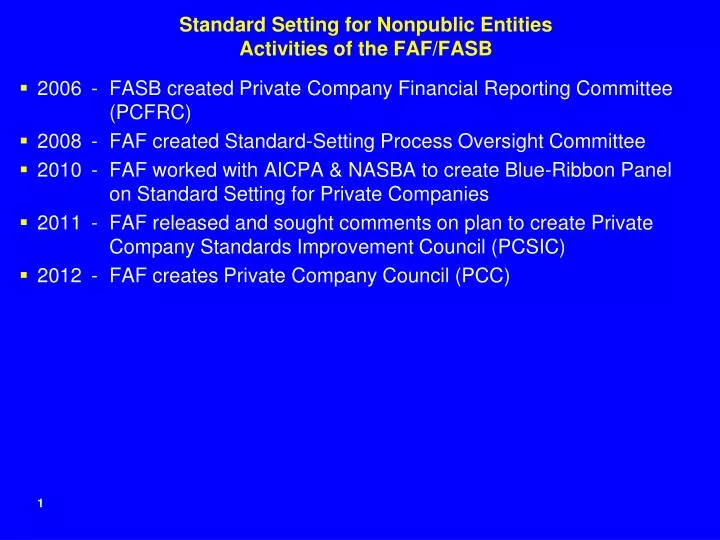 standard setting for nonpublic entities activities of the faf fasb