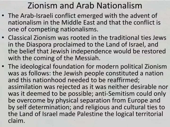 zionism and arab nationalism
