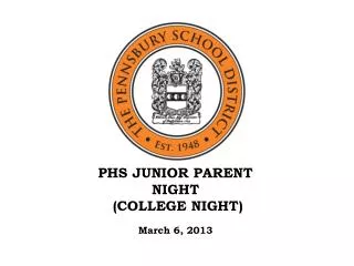 PHS JUNIOR PARENT NIGHT (COLLEGE NIGHT)