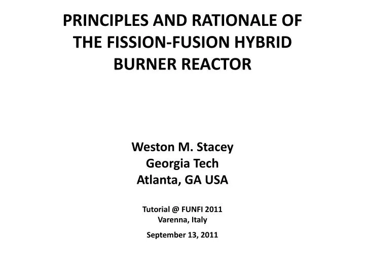 principles and rationale of the fission fusion hybrid burner reactor