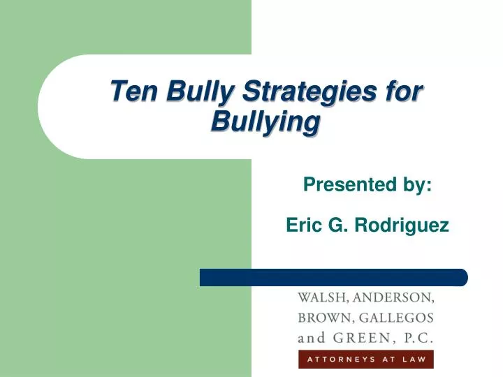 ten bully strategies for bullying
