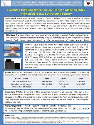 Explanted Thiel Embalmed Human Liver as a Model to Study MR-guided Focused Ultrasound Surgery