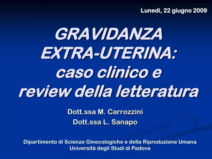 gravidanza extra uterina caso clinico e review della letteratura