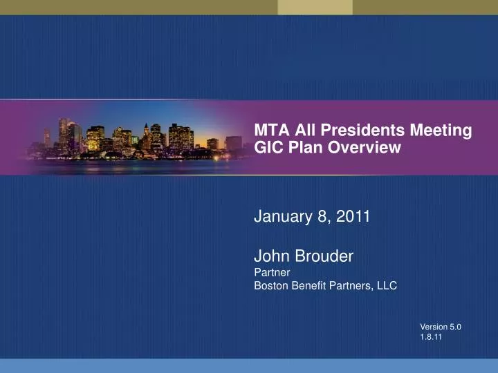 mta all presidents meeting gic plan overview