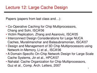 Lecture 12: Large Cache Design