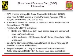 Government Purchase Card (GPC) Information
